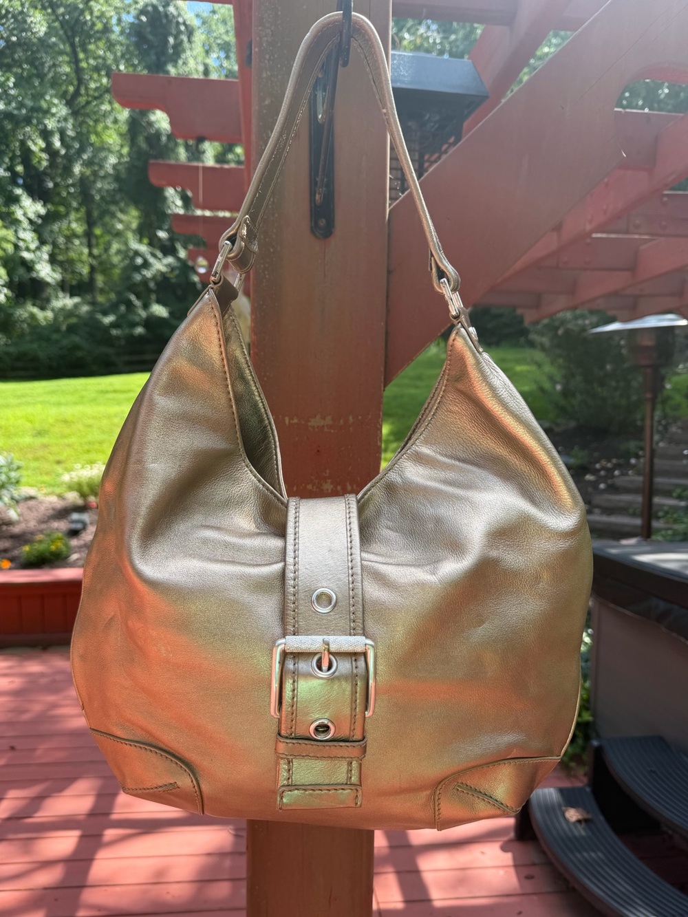 Michael Kors Metallic Brown Leather Shoulder Hobo Bag